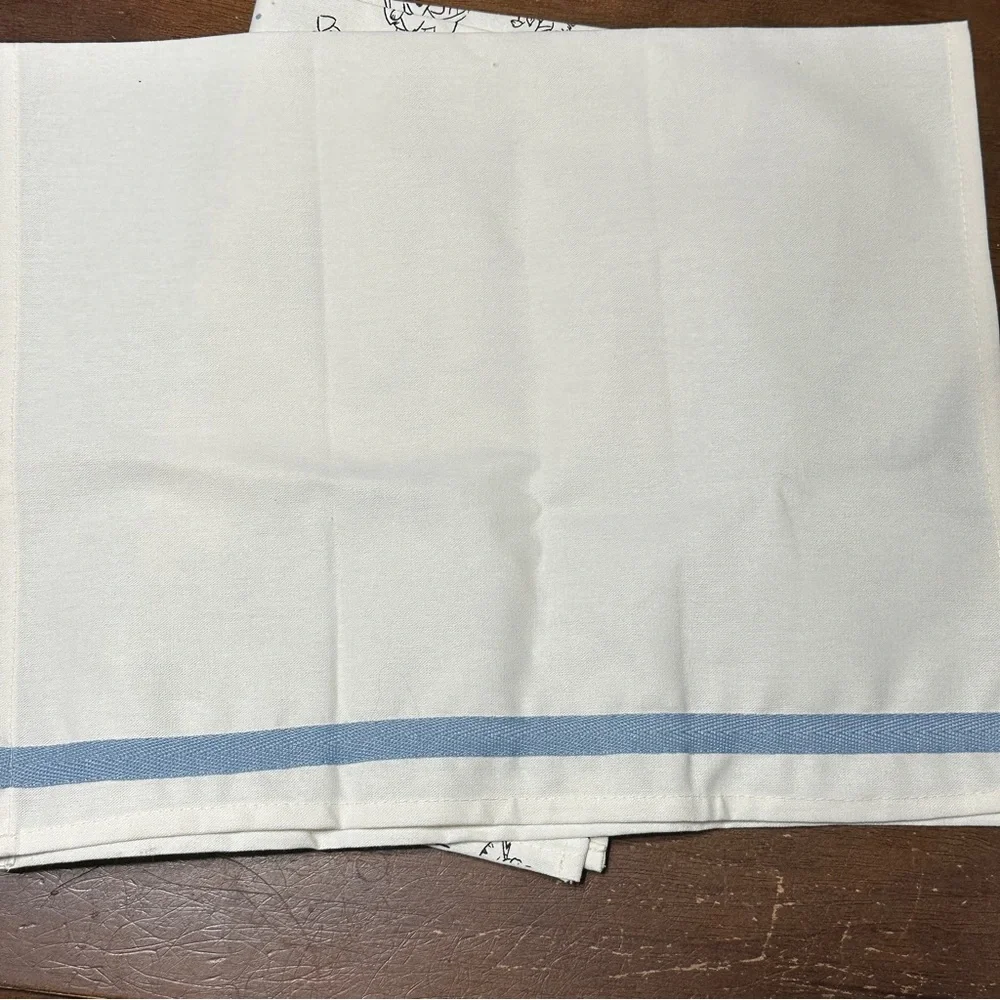 Disney Dogs Kitchen Towel Set Of 2 Dish Towels Cotton New White Blue‎ Sketch